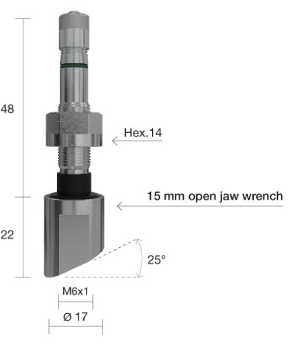 KA TL-venttiili 48mm kanta 25° Alcoa TPMS