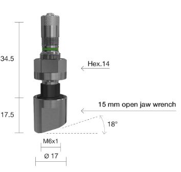 KA TL-venttiili ø 9,7mm 34mm suora Alcoa TPMS