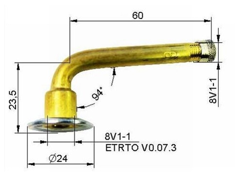 KA-sisärengasventtiili metalli  60mm VG8